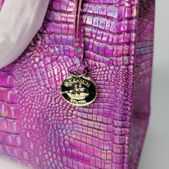 BRAHMIN Small Caroline Azalea Mini Melbourne Genuine Leather Hologram NWT - Picture 3 of 16